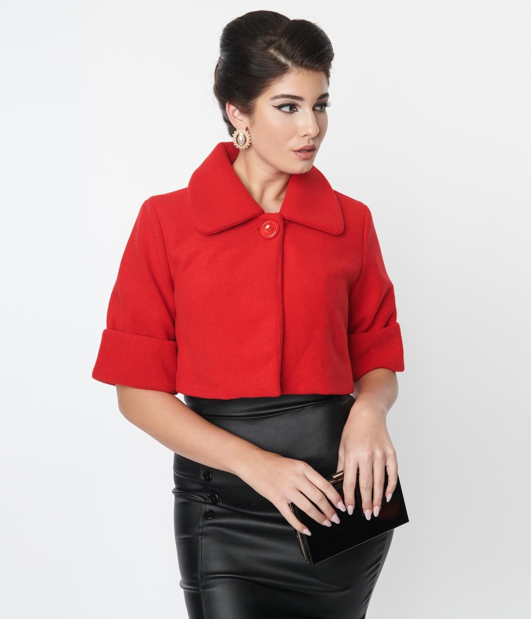 Cropped red sale coat