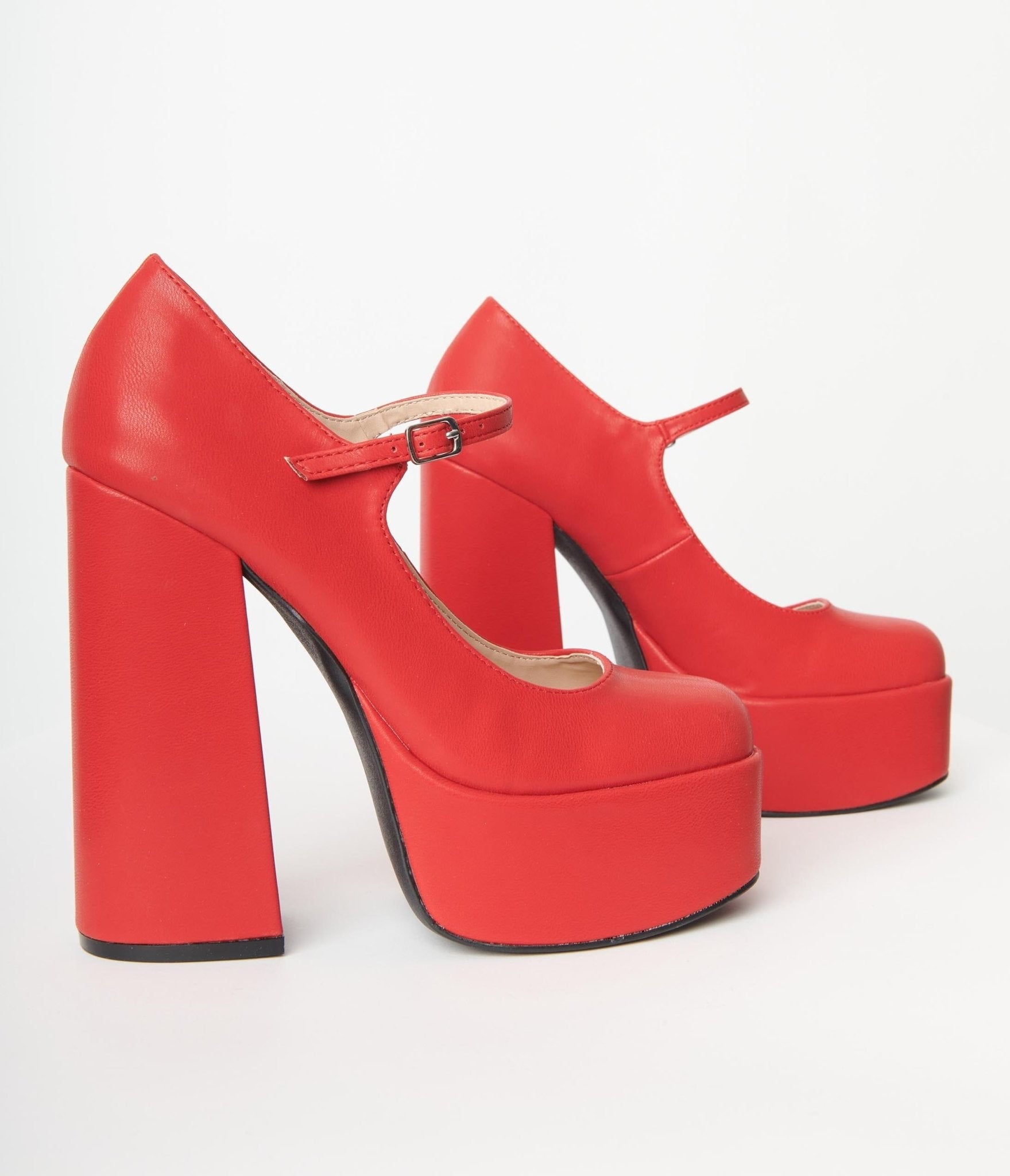 Red platform mary jane hot sale shoes