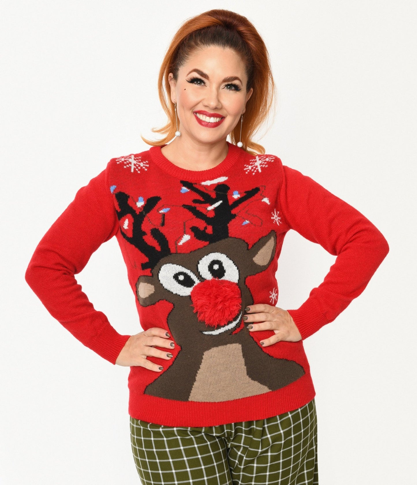 Red Rudolph Holiday Sweater – Unique Vintage
