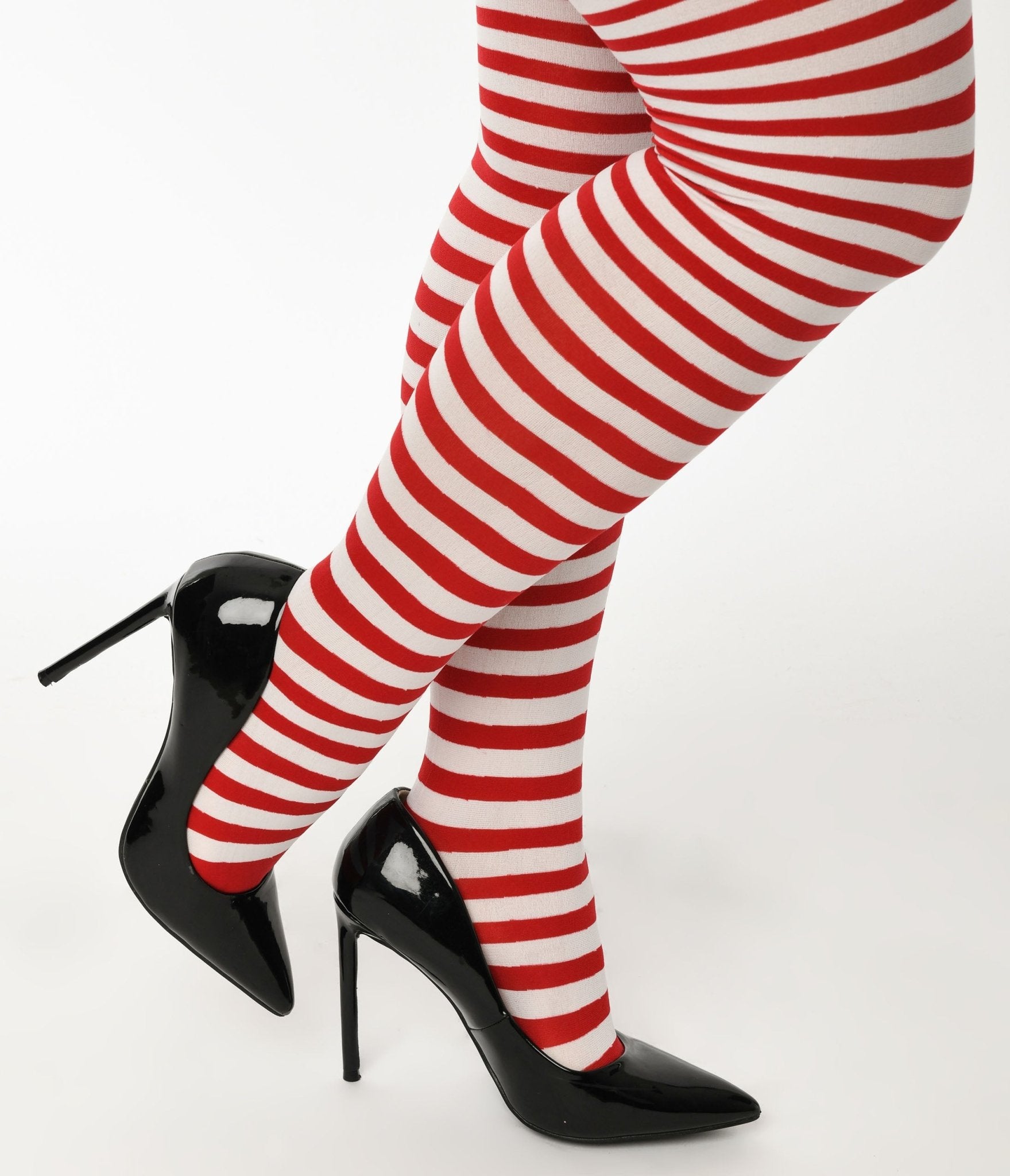 Red And White Striped Adult Tights