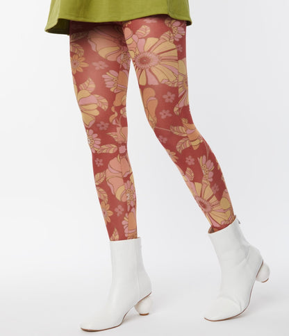 HUE Fashion Floral Print Tights  Mature Women's Clothing Boutique