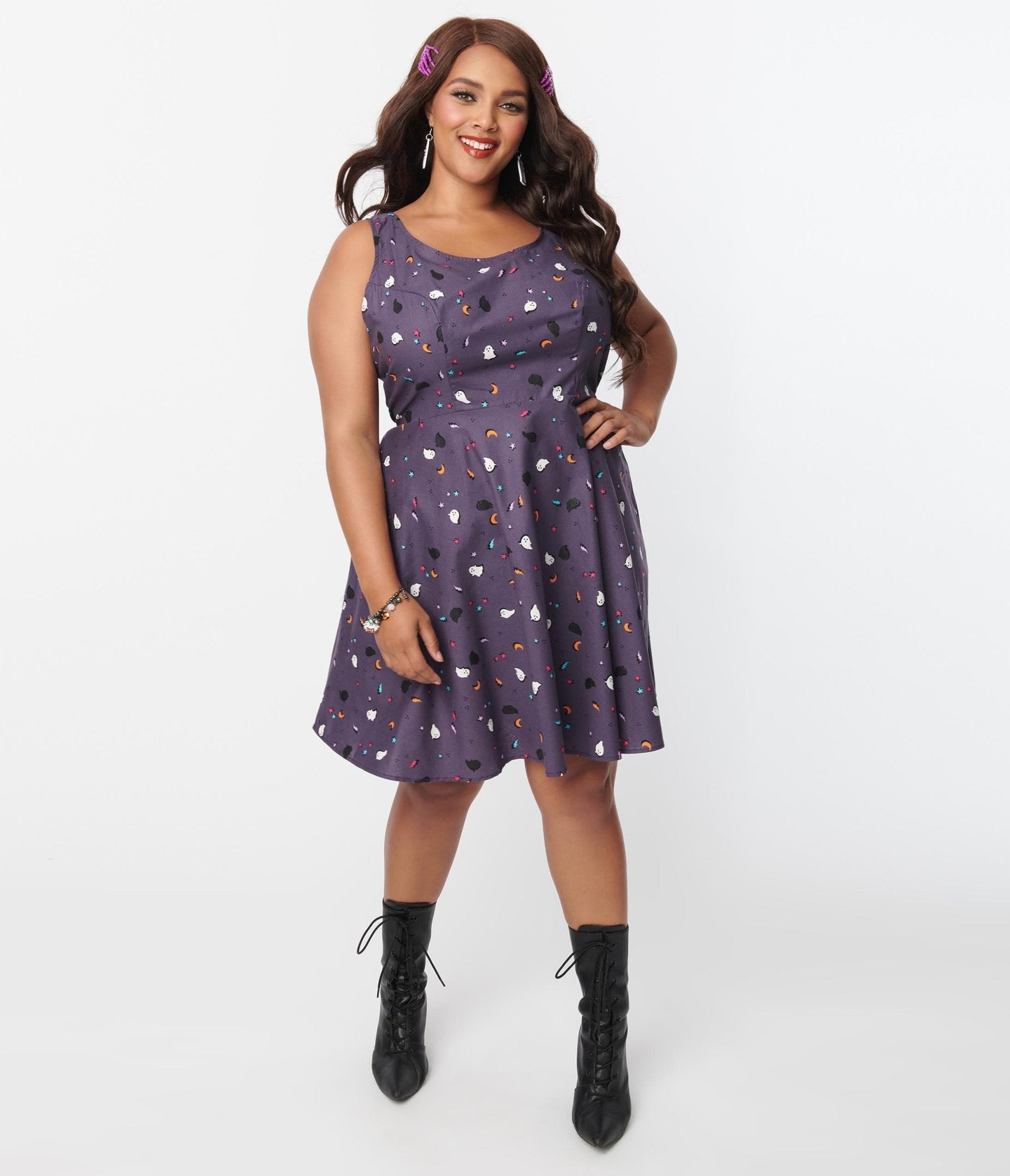 Plus size purple skater on sale dress