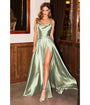 Cinderella Divine  Sage Liquid Satin Bridesmaid Gown