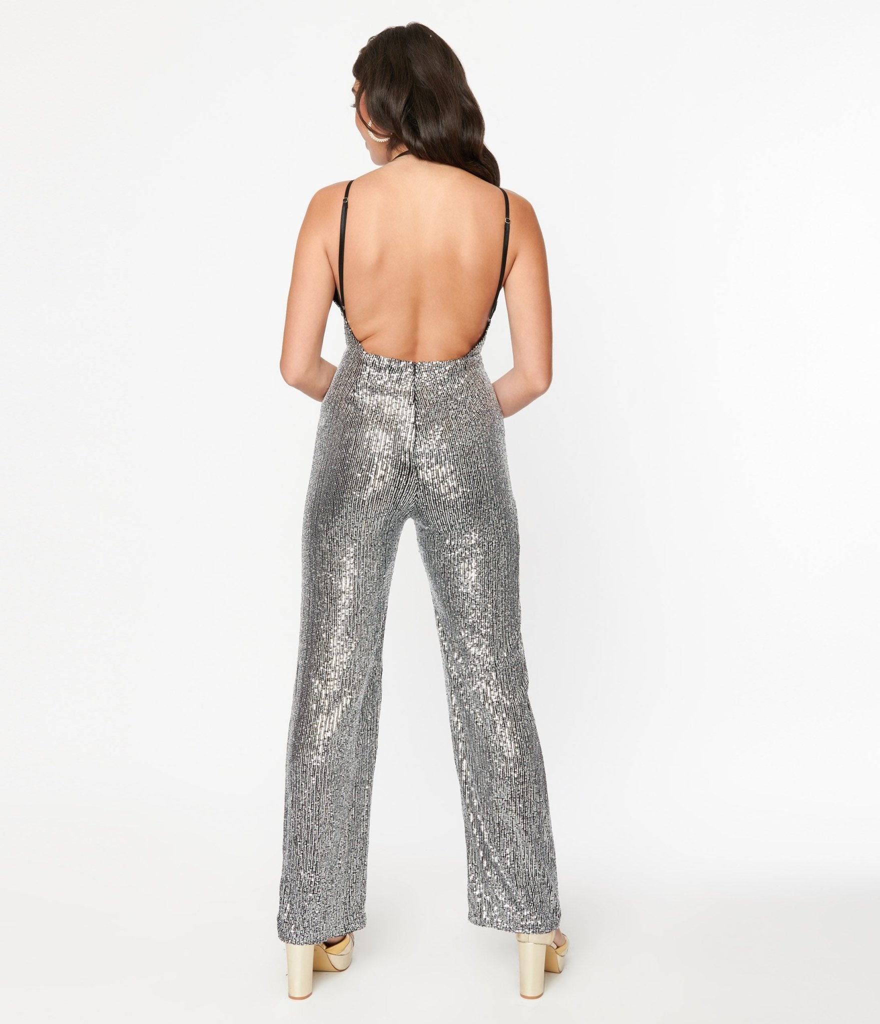 Silver store halter jumpsuit