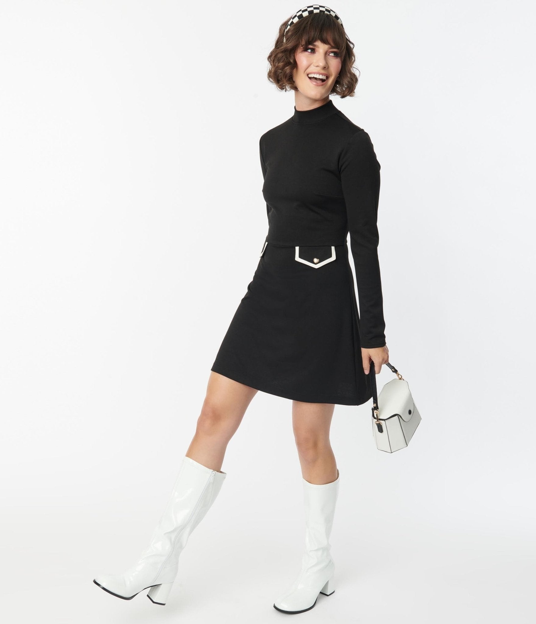 Turtleneck fit shop and flare dress