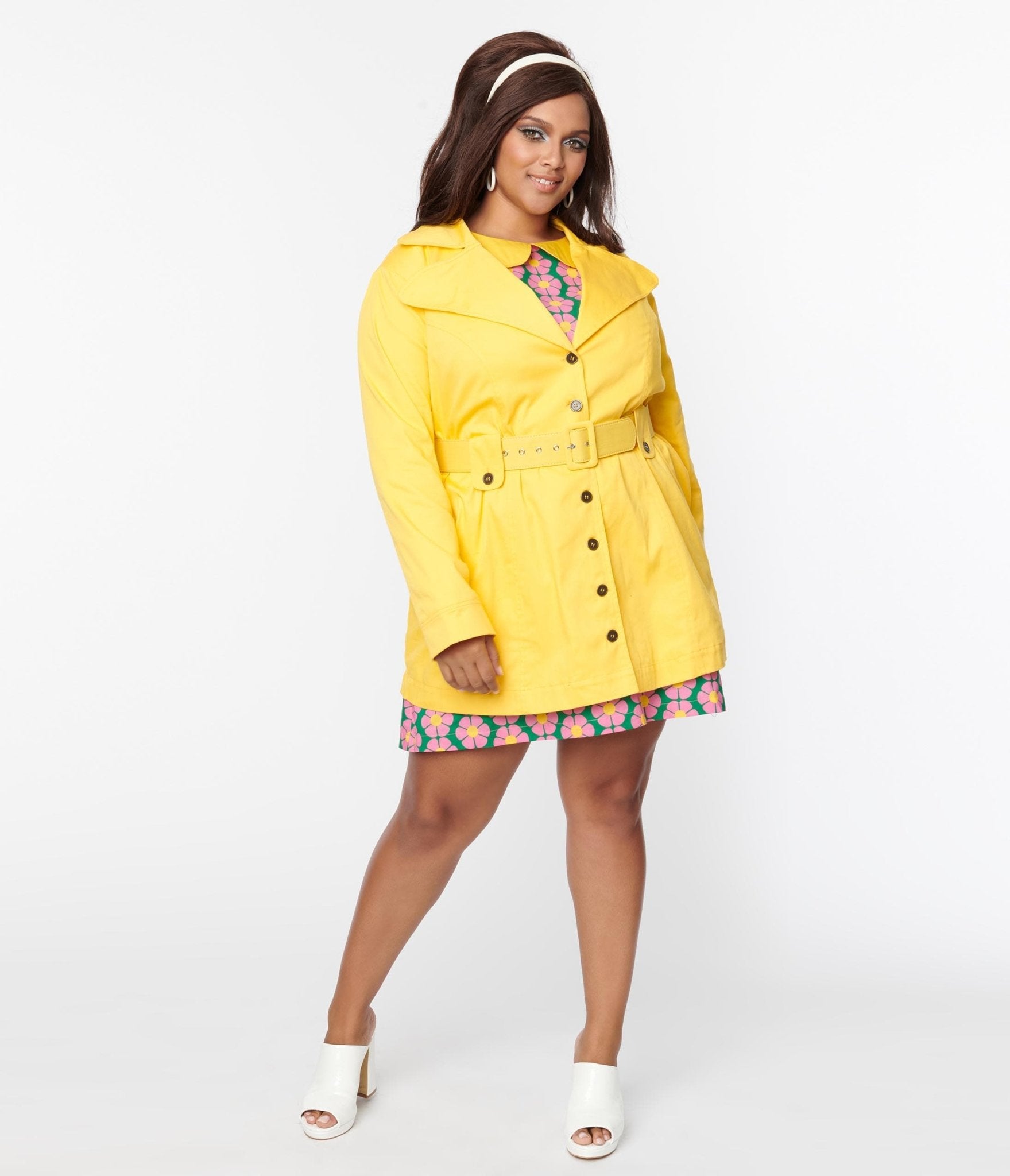 Plus size yellow store trench coat