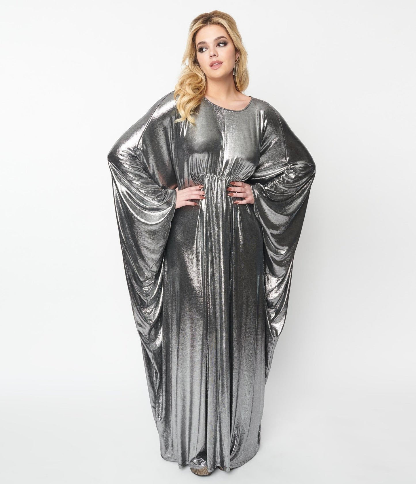 Smak Parlour Silver Batwing Caftan - Unique Vintage - Womens, DRESSES, CAFTAN