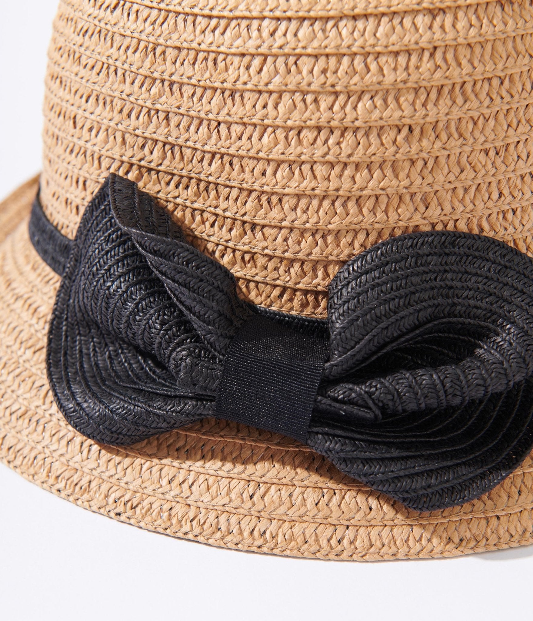 1920s Tan & Black Ribbon Woven Cloche Hat