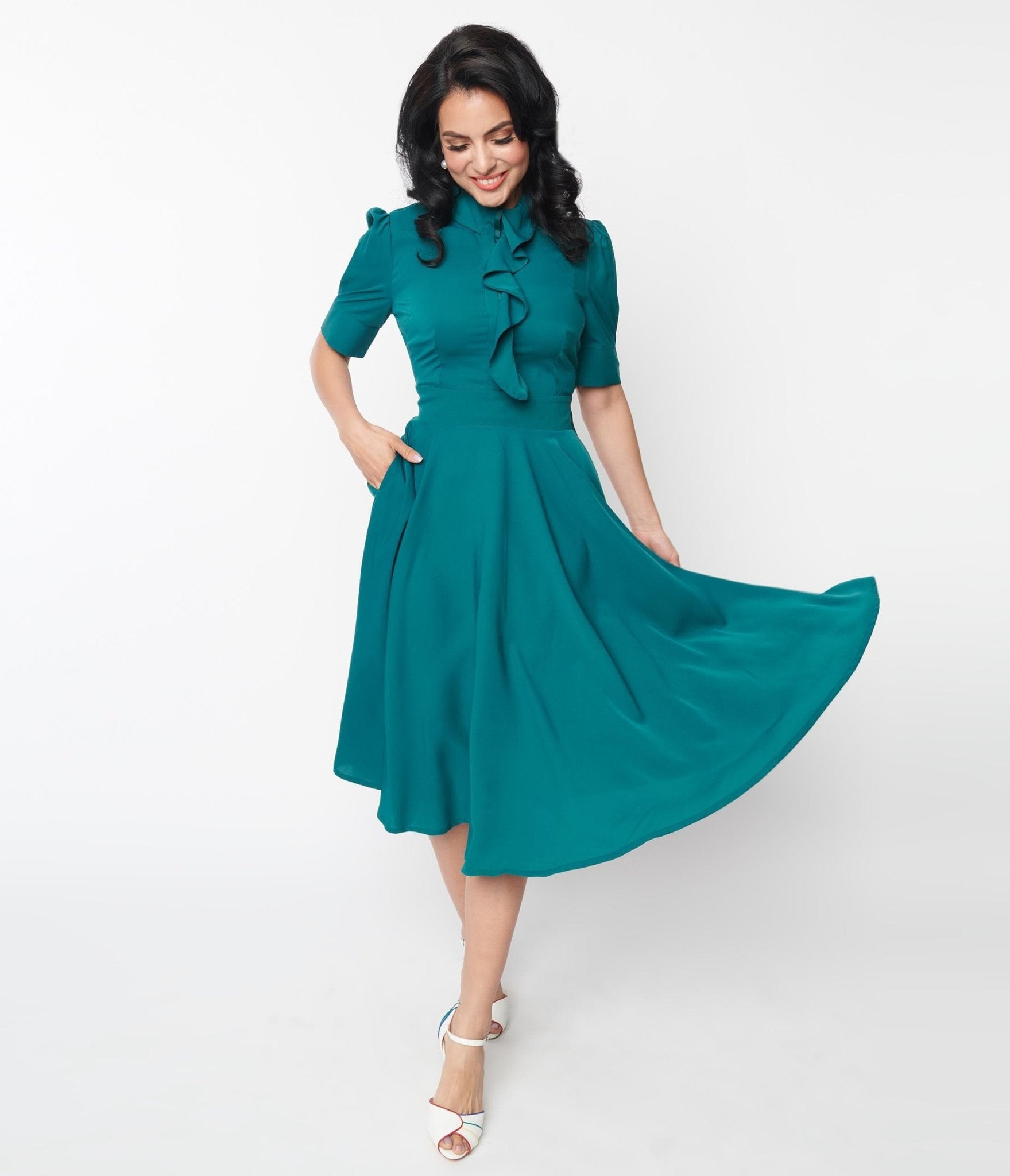 Teal sale swing dress