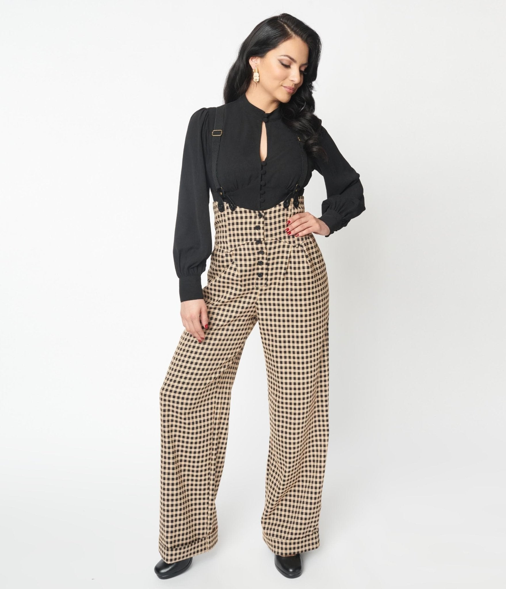 Linen-Blend Suspender Pants - Trendy Women's Fashion