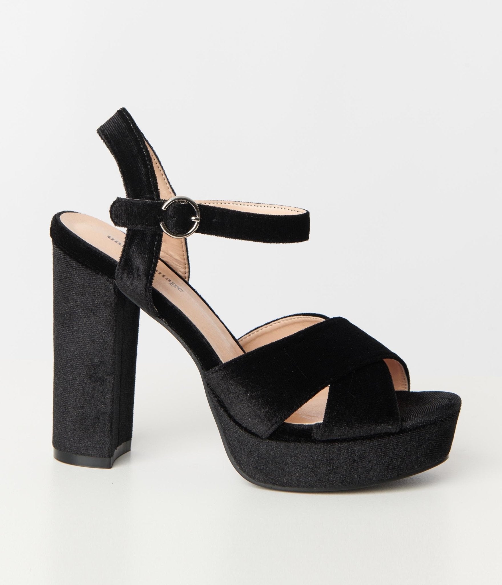 Dunnes Stores | Black Savida Velvet Platform Bow Heels