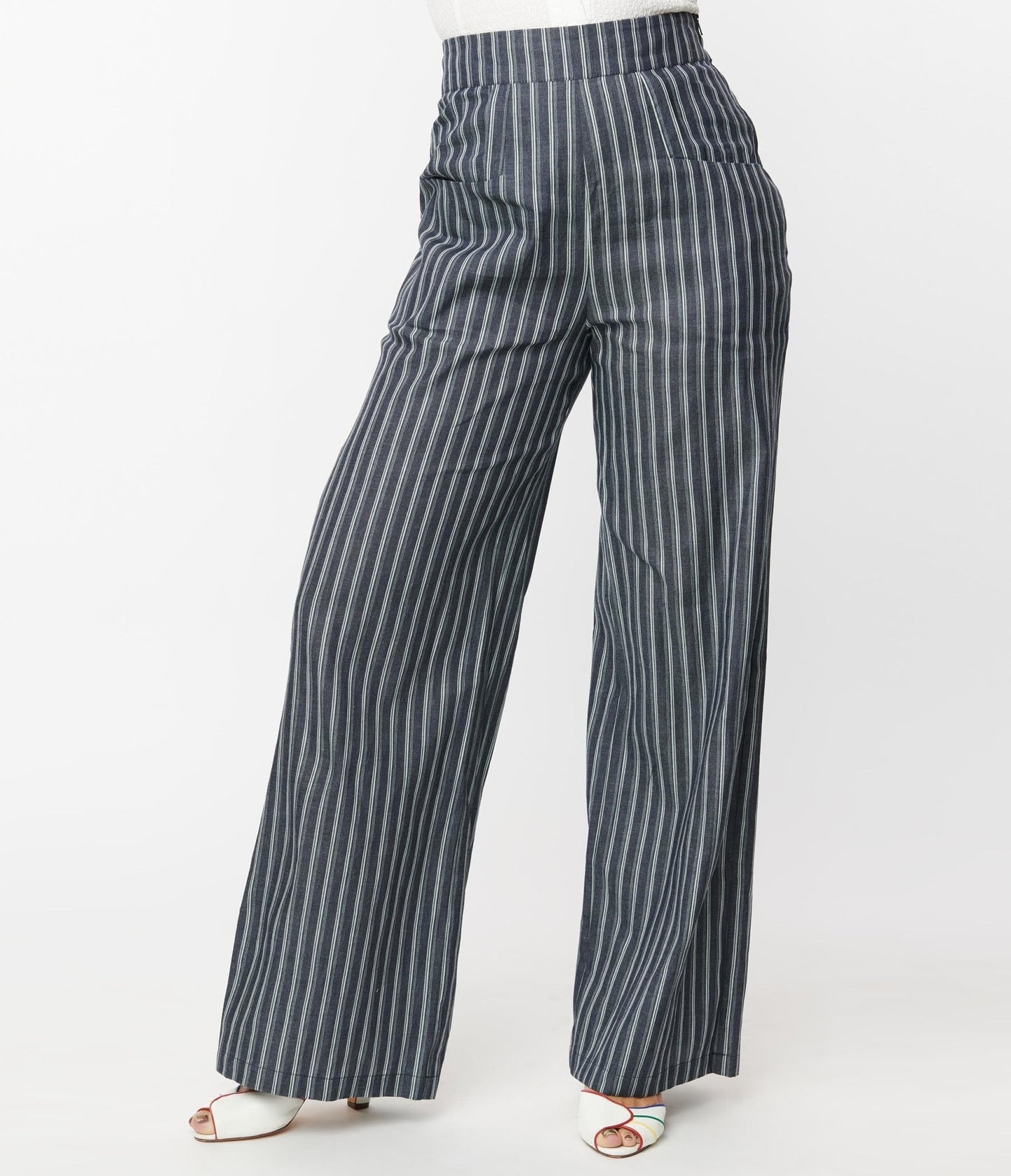 SAILOR DENIM PANTS, high waist, 1940's style swing pants