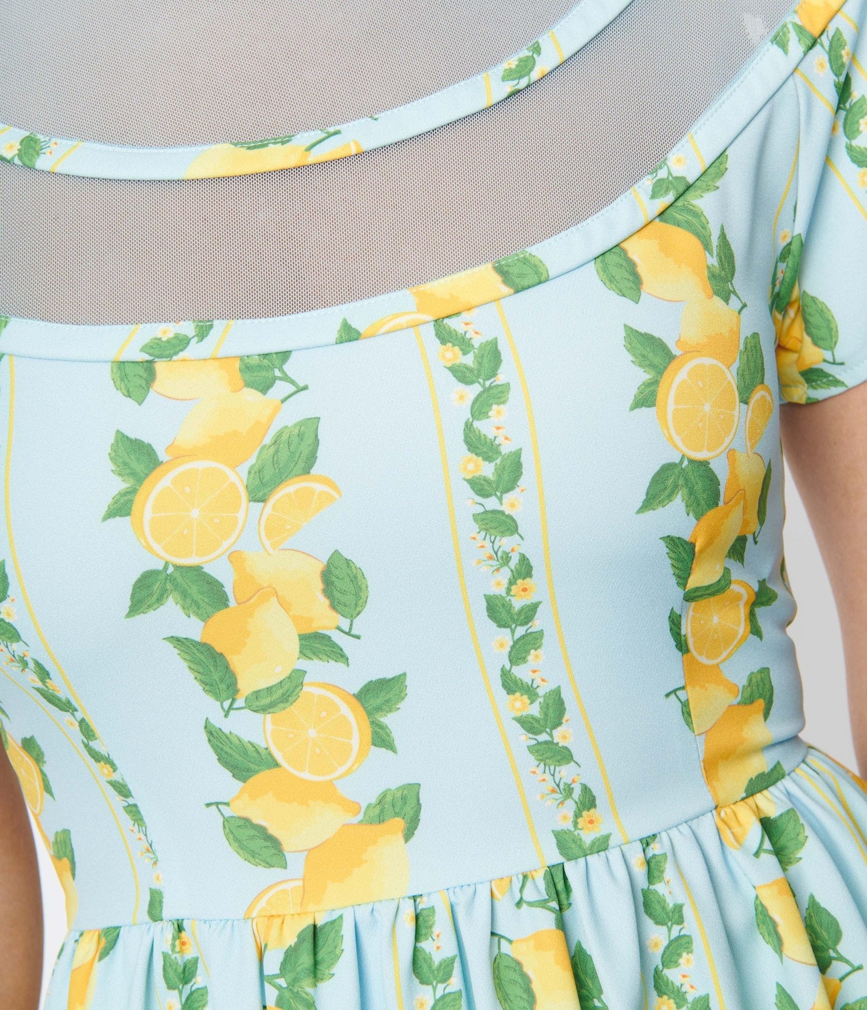 Unique Vintage Mint & Lemon Print Swing Dress | Size Small/4