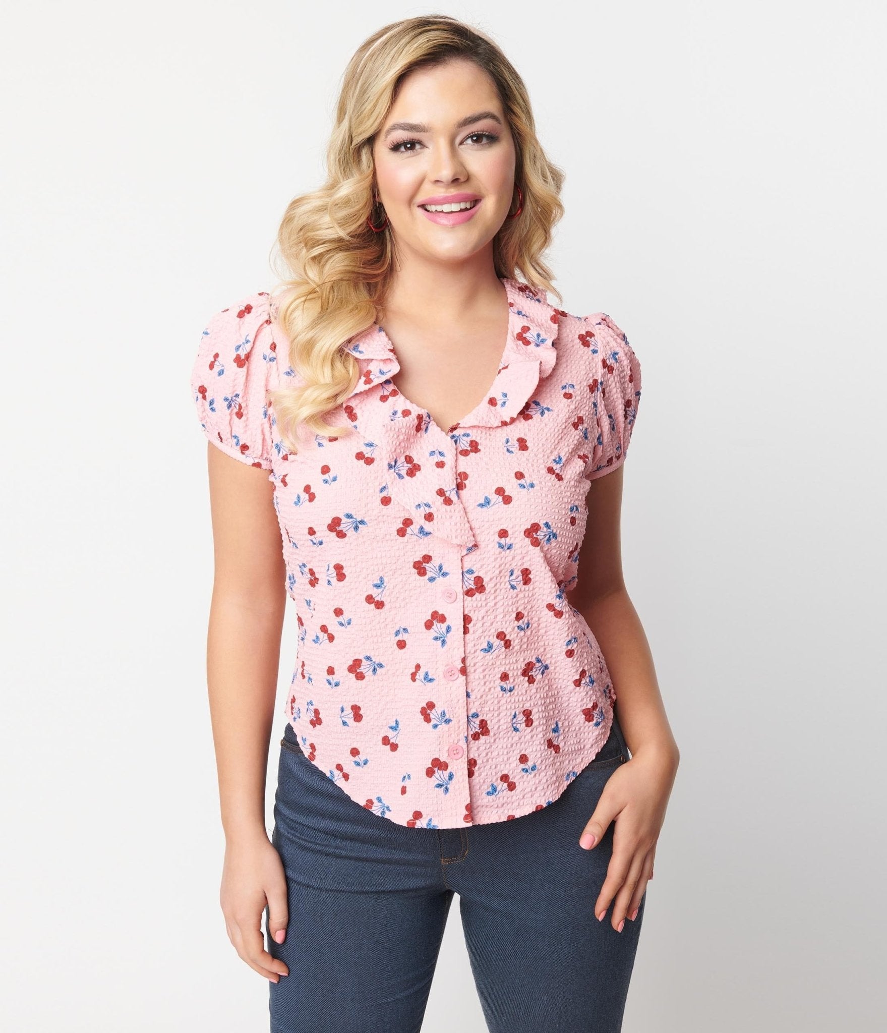 https://www.unique-vintage.com/cdn/shop/products/unique-vintage-pink-cherry-ruffle-short-sleeve-blouse-372967.jpg?v=1703099706&width=1920