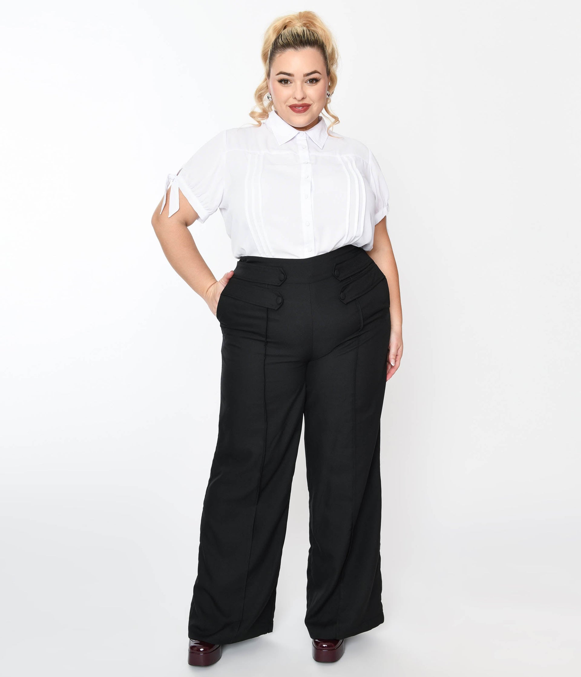 Wide Leg TROUSERS - 1940s 1950s retro vintage style - Flared, high