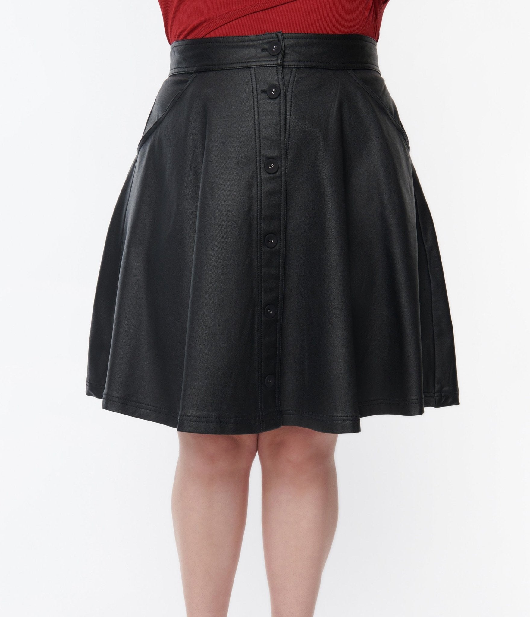  SPANX Plus Size Faux Leather Skater Skirt Very Black 3X -  Regular : Clothing, Shoes & Jewelry
