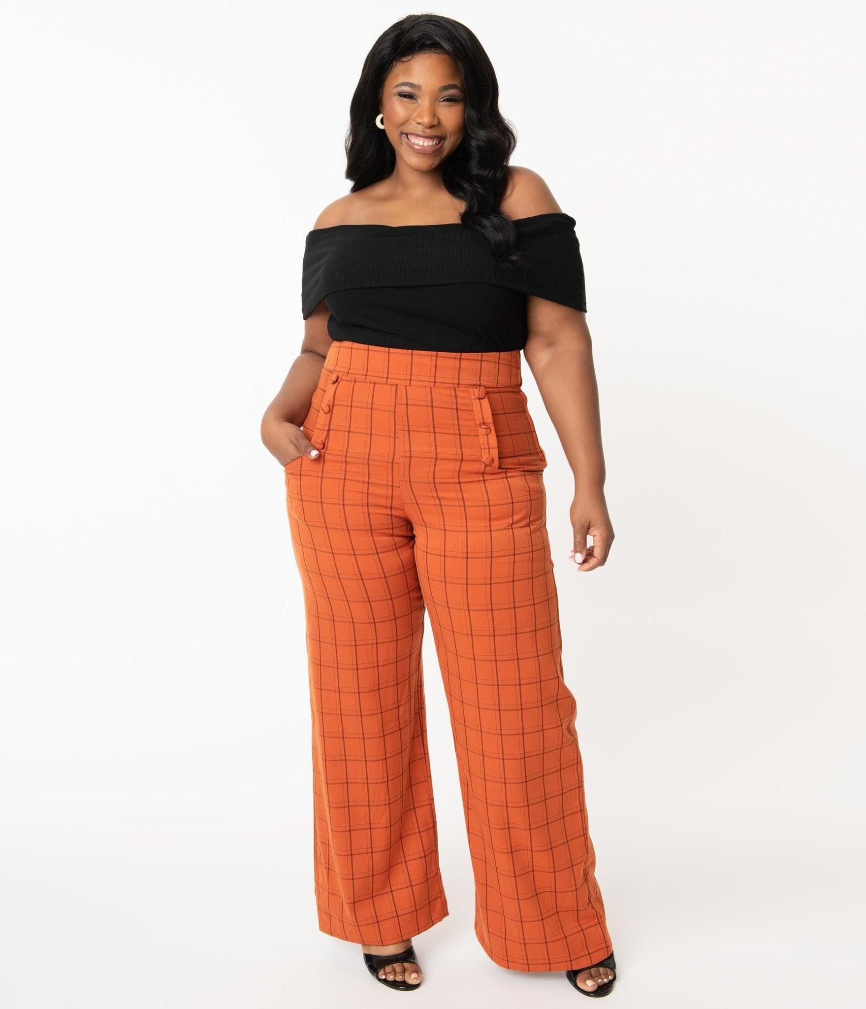 Solid High Rise Straight Leg Pants | Orange outfit, Orange pants outfit,  Outfits