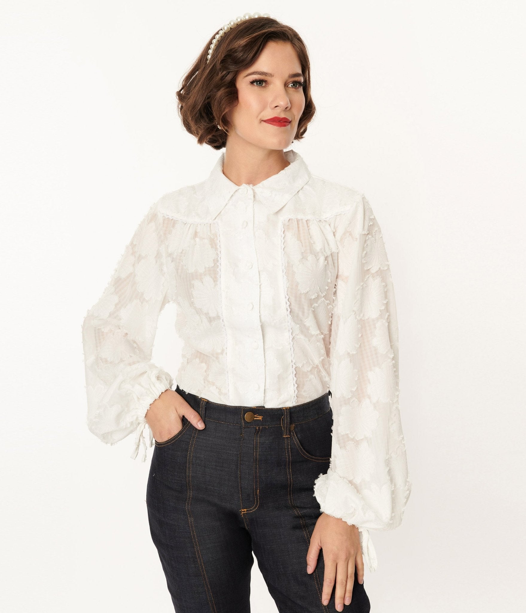 Sexy Tops for Women 2024 Long Sleeve Embroidery Floral Blouses Shirts  Country Concert Tops Plus Size
