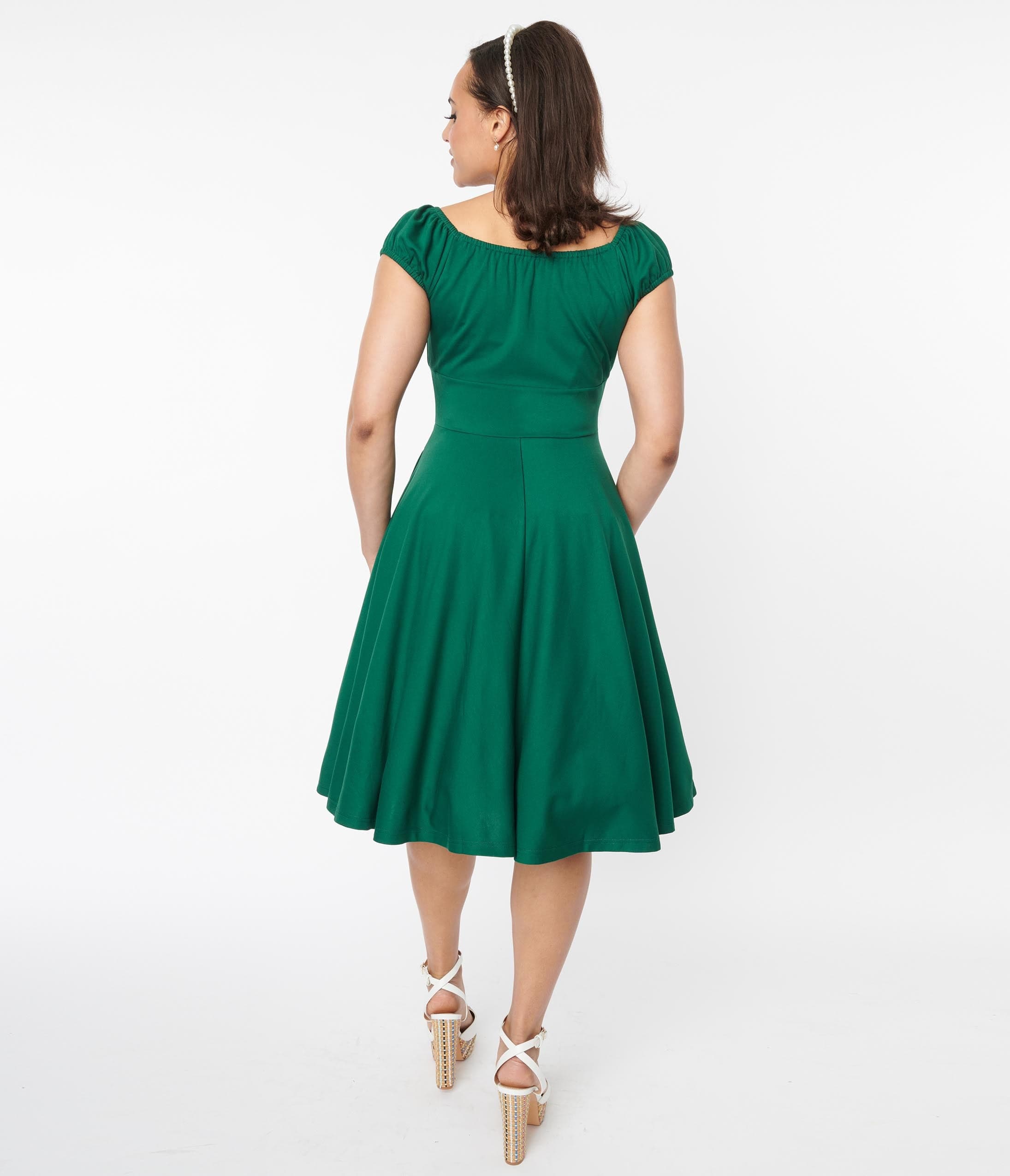 Emerald green cheap swing dress