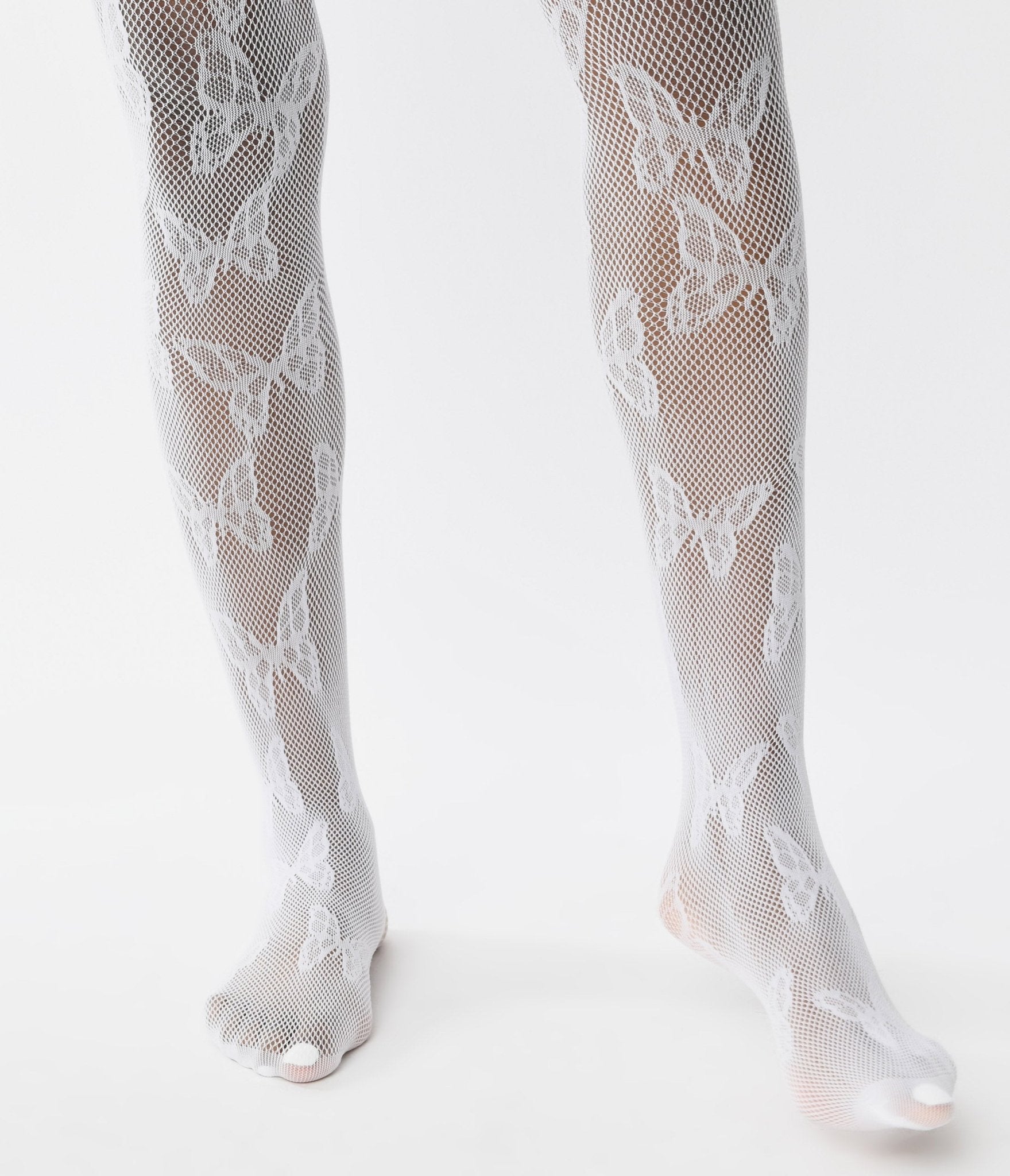 White Butterfly Fishnet Tights