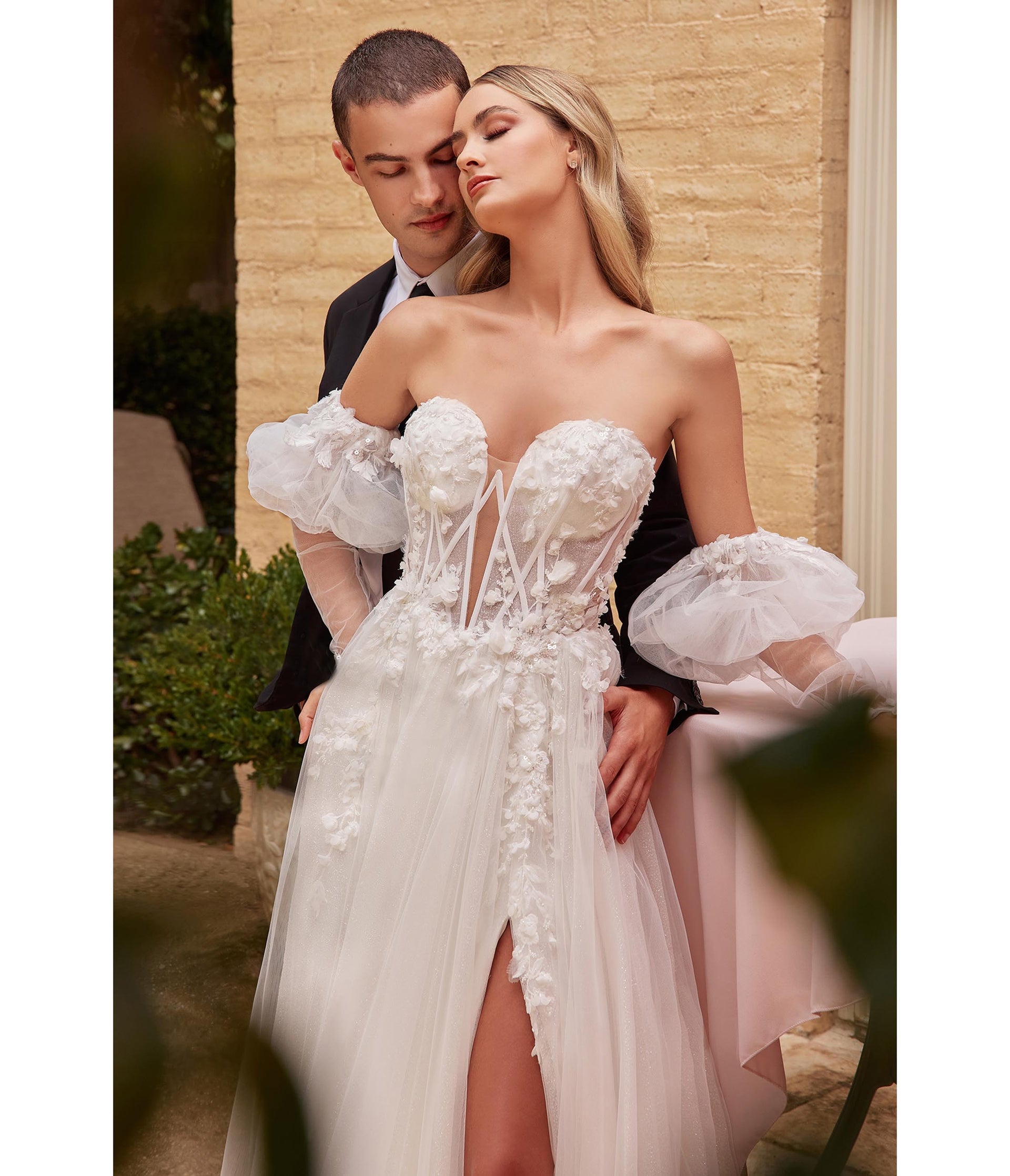 Cinderella Divine White Floral Tulle A-Line Bridal Ball Gown – Unique  Vintage
